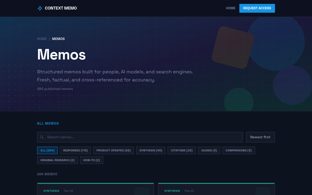 Screenshot of Memos page