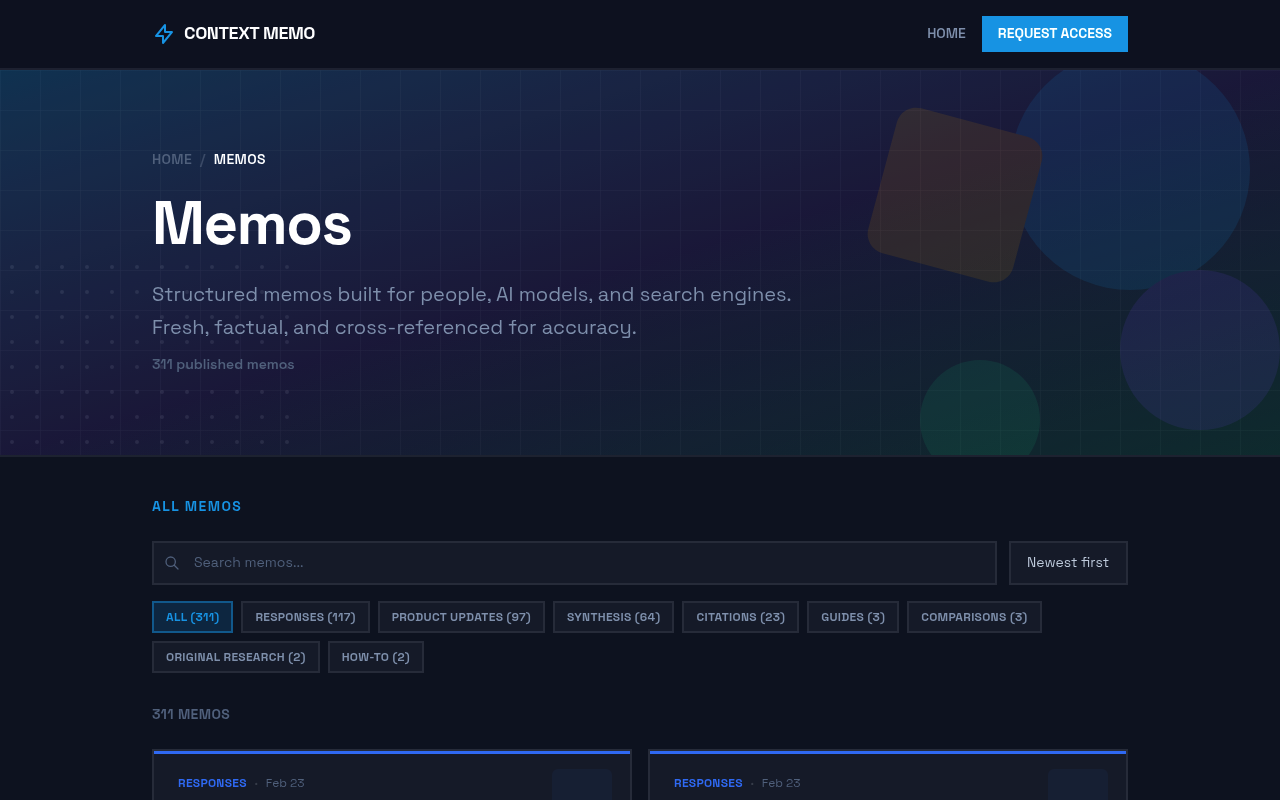 Screenshot of Memos page