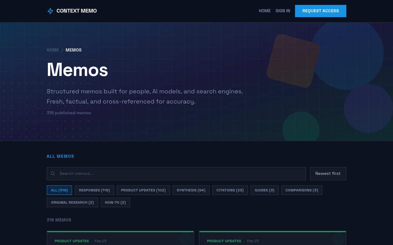 Screenshot of Memos page
