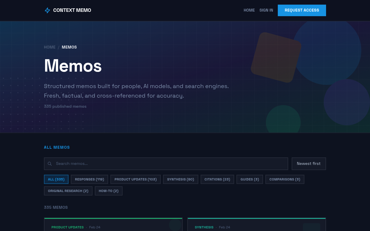 Screenshot of Memos page