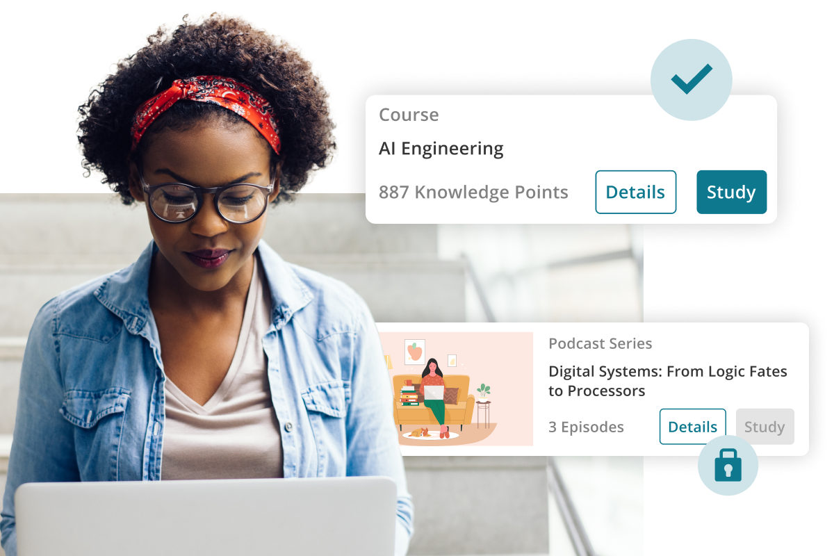 Overview of BenchPrep course and podcast series on a laptop.