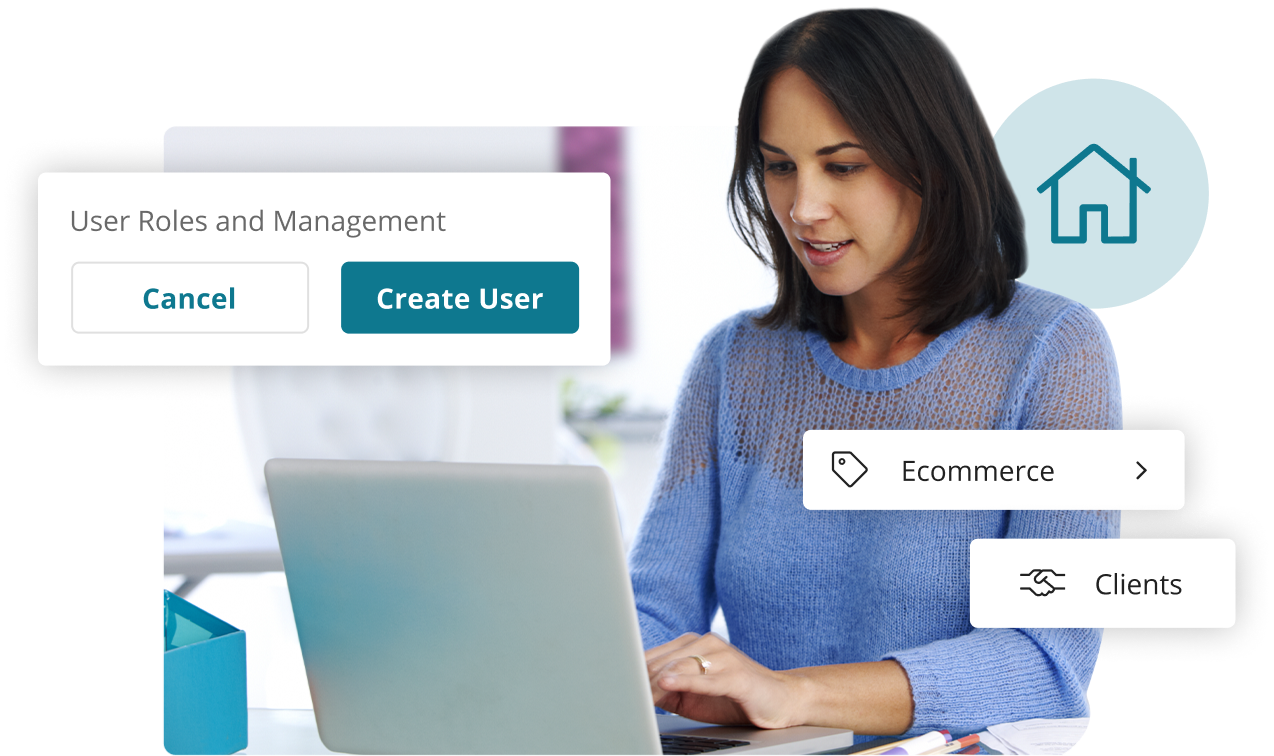 User management interface with buttons to create or cancel user roles.
