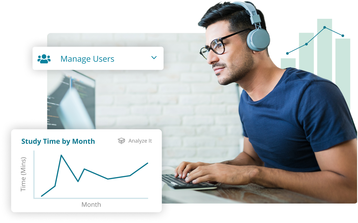 Dashboard showing study-time analytics for learners.