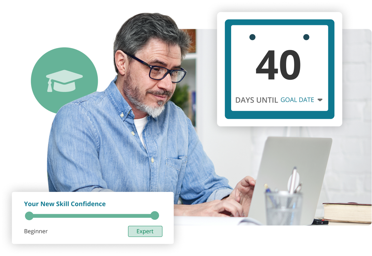 Skill confidence slider and exam-date countdown.
